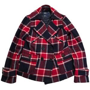 American Eagle Outfitters Wool Blend Double Breasted Plaid Peacoat Women's M